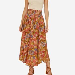 Rachel Zoe Floral Split Maxi Skirt Button Front Unlined Small Womens Boho Skirt